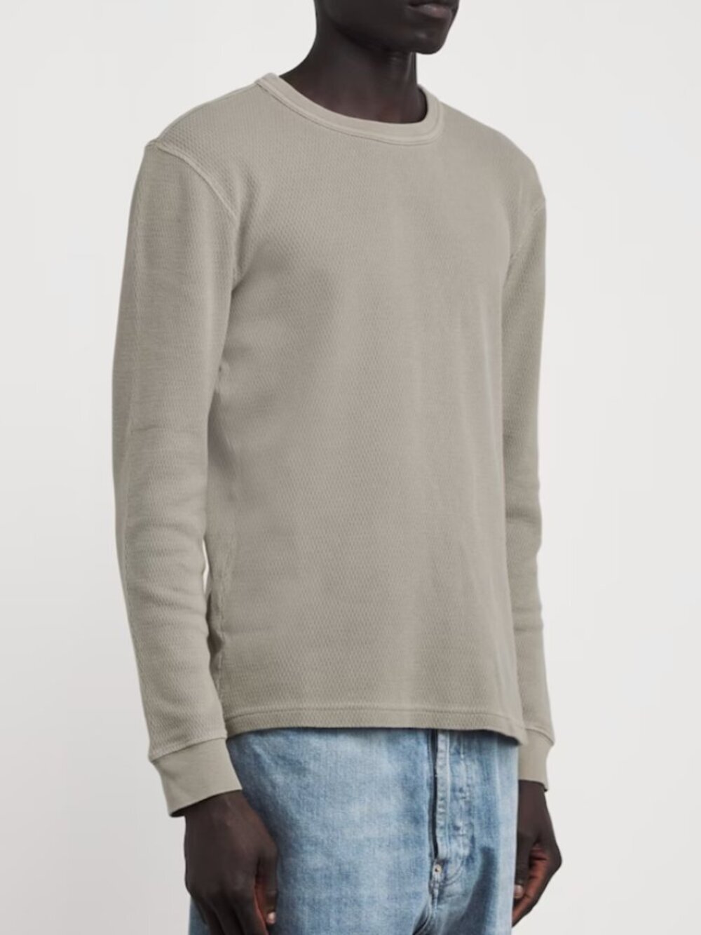 Citizens of Humanity Cotton Waffle Knit Crewneck Lightweight LS Sweatshirt Top M